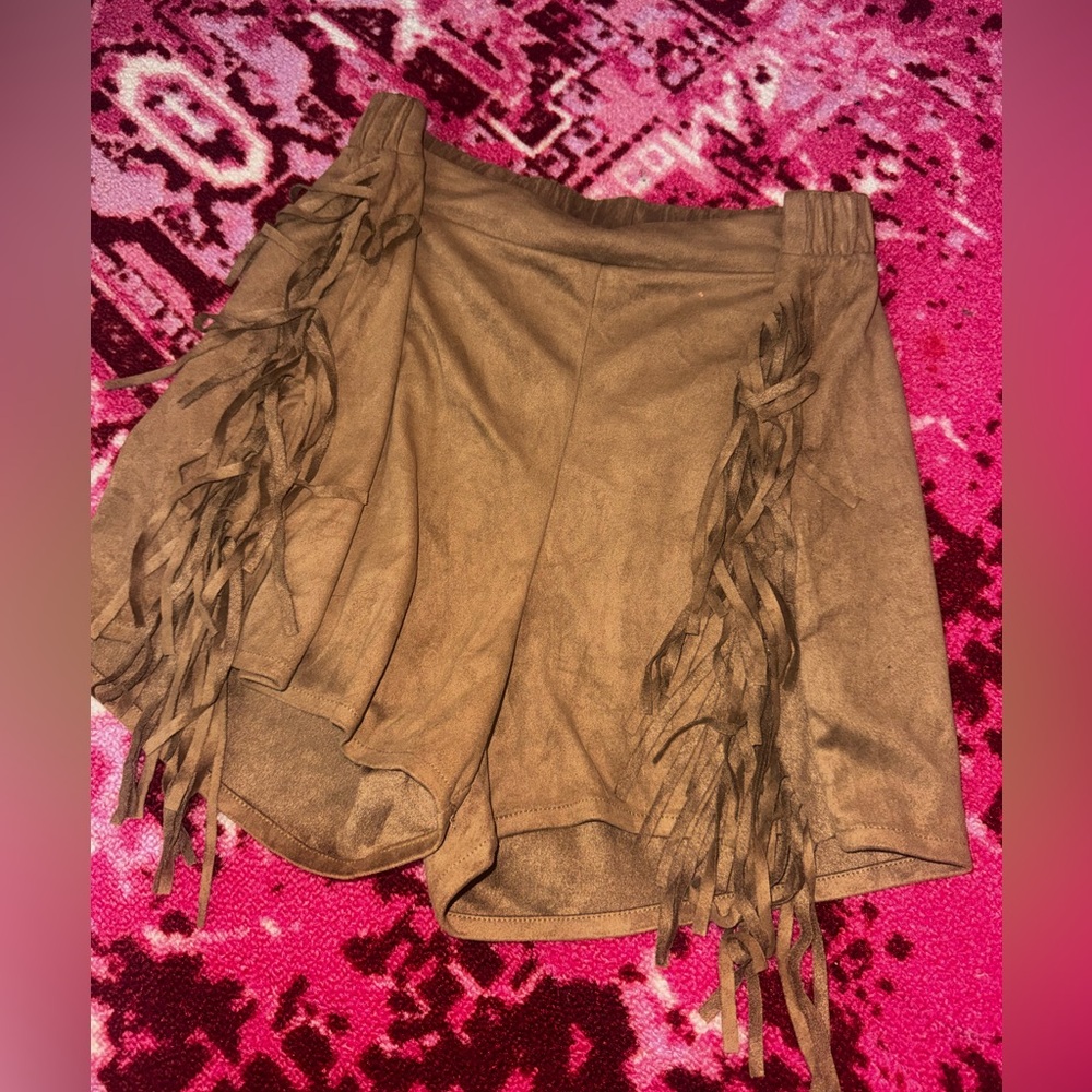 Boutique boho Brown Fringe Shorts